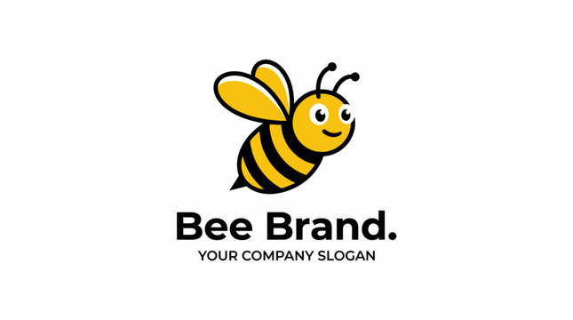 A cheerful cartoon bee with a friendly expression, symbolizing a brand's joyful and inviting nature, ideal for products related to honey or sustainability.