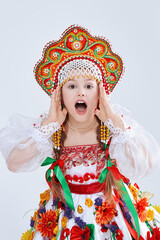 Fototapeta premium Surprised Folk Girl