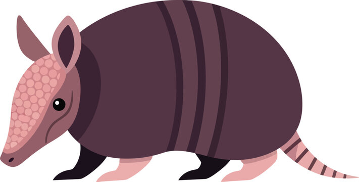 A large pink and brown armadillo walks slowly on four legs in a natural environment.