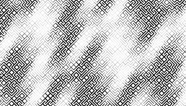Black and white abstract maze pattern with smooth transition effect for sporty and modern background. Vector Format Illustration 