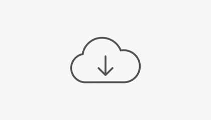 Obraz premium Cloud download icon, data storage, digital transfer, online backup, cloud computing concept