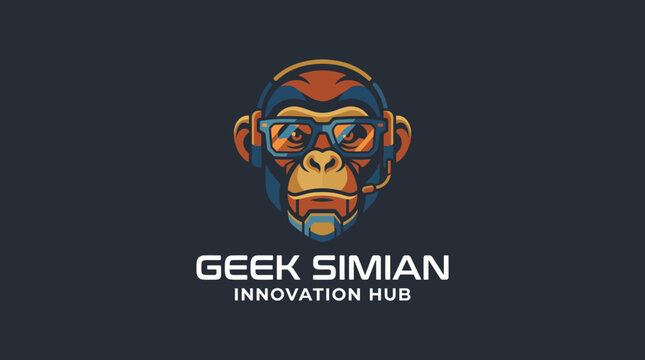 This playful image of a monkey wearing glasses depicts an innovative tech hub, representing creativity and intelligence in the modern tech landscape.