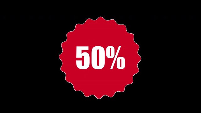 50 Percent Discount Badge on Black Background &ndash; Promotional Sale Label