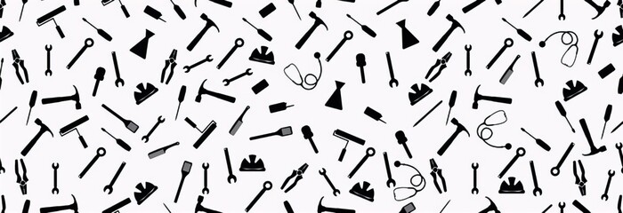 Fototapeta premium A collection of various small black and white tools