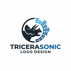 This logo showcases a stylized triceratops intertwined with sound wave elements, symbolizing creativity and innovation in design. © Miaochan