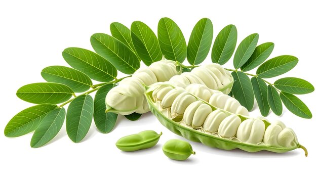 Inga edulis fruit with leaves, a delicious Amazonian treat.