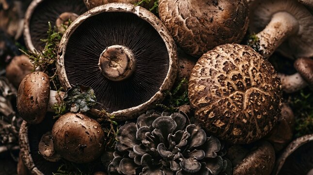 Fresh morel mushrooms in mossy forest, wild edible fungus, nature macro
