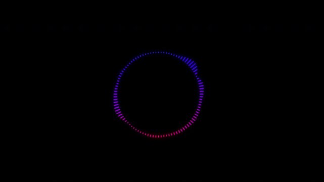 Glow circle audio spectrum animation with soft glowing lines forming a continuous audio loop on transparent background 4K video resolution.