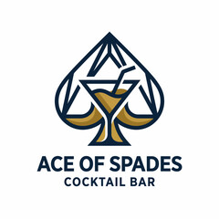 Fototapeta premium The Ace of Spades Cocktail Bar logo features a refined design with a spade symbol, reflecting sophistication and a premium cocktail experience in a stylish artistic format.