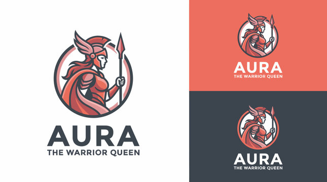 A captivating logo portraying a warrior queen, symbolizing strength and empowerment, ideal for brands that embody courage and resilience in their identity.