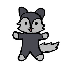 Obraz premium Cute cartoon raccoon mascot on black background