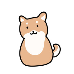 Obraz premium Cute Kawaii Shiba Inu Dog Cartoon Sitting