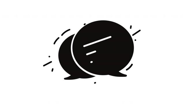 Animated speech bubble icon with dynamic text indicators for engaging visuals. Ideal for presentations, social media posts, or marketing campaigns.