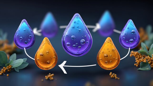Close-up of a water droplet with additional drops symbolizing hydration and metabolic flow for overall wellbeing