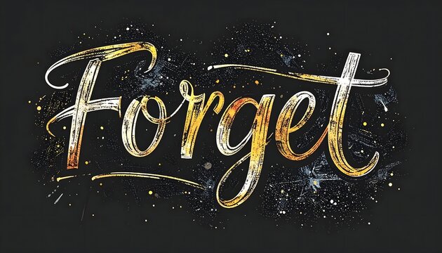 Forget - A Word Art Illustration with Gold and White Lettering on Black.