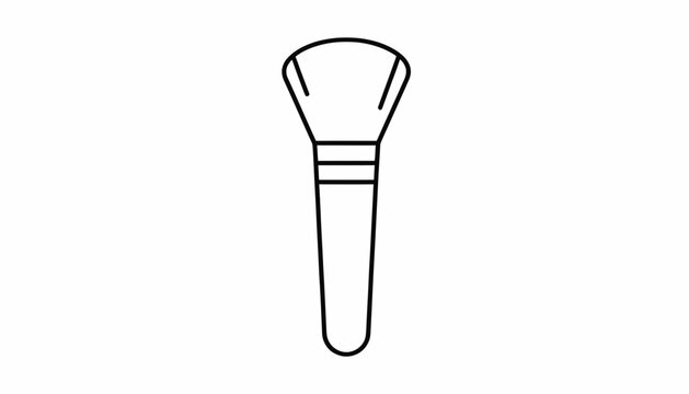 Cosmetic makeup brush icon, simple line art illustration of a powder brush for beauty and makeup application.