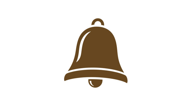 Brown Metal Bell Icon Symbol.