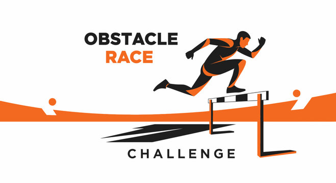 Athlete Leaping Hurdle During Obstacle Race Representing Challenge and Determination
