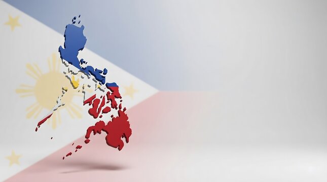 Philippines Map Design with National Flag Colors Representing Filipino Identity, Cultural Heritage, and Patriotic Symbolism in Southeast Asian Context