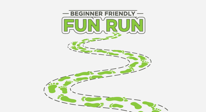 Beginner Friendly Fun Run Trail With Green Footprints