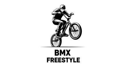 Naklejka premium Black And White BMX Freestyle Action Illustration on White Background