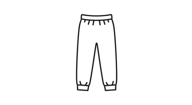 Simple Line Drawing of Sweatpants or Joggers with Elastic Waistband and Cuffs