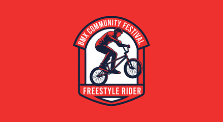 Obraz premium Bmx Freestyle Rider Action Emblem Logo Design