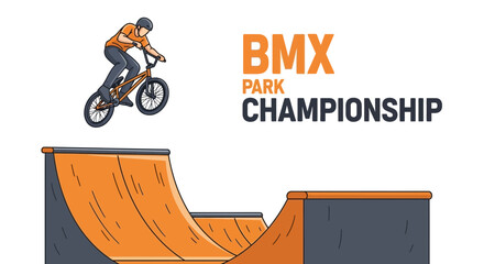 Obraz premium BMX Park Championship Illustration Depicting Stunt Action And Extreme Sports Spectacle