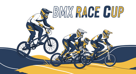 Obraz premium BMX Race Cup Competition Dynamic Action Sports Illustration