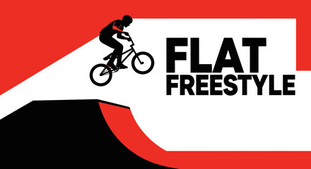 Obraz premium Bold Flat Freestyle BMX Rider Silhouette Leaping From Ramp