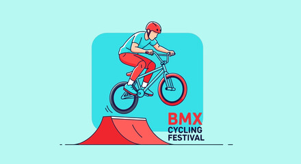 Obraz premium BMX Rider Performing Stunt at Cycling Festival with Dynamic Style and Vibrant Colors