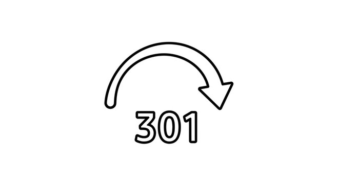 301 Redirect Arrow Icon, Web Development Concept, SEO Symbol