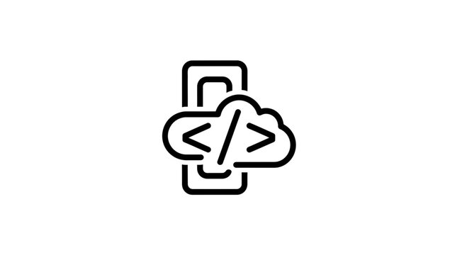 Cloud Coding Icon on Smartphone Screen - Mobile App Development and Technology Concept