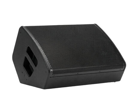 Professional stage monitor speaker isolated on black background