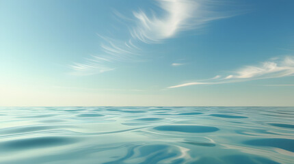 Obraz premium Serene Water Ripples Reflecting Blue Sky with Soft Minimal Composition