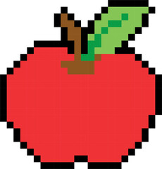 Fototapeta premium vector pixel art fruit strawberry watermelon raspberry pomegranate peach orange pear mango lime grape fig lemon cranberry cherry blueberry cantaloupe blackberry avocado apple