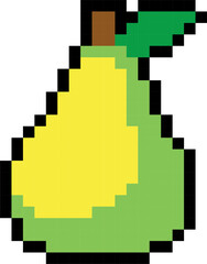 Obraz premium vector pixel art fruit strawberry watermelon raspberry pomegranate peach orange pear mango lime grape fig lemon cranberry cherry blueberry cantaloupe blackberry avocado apple