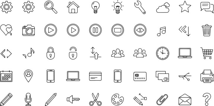 Collection of various technology icons.