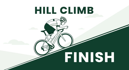 Fototapeta premium Cyclist Conquers Steep Incline Towards A Triumphant Finish Line
