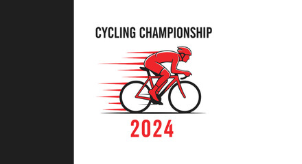 Fototapeta premium Cycling Championship 2024: Dynamic Illustration of a Cyclist in Motion for Competition