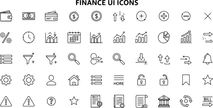 Finance icons on white background.