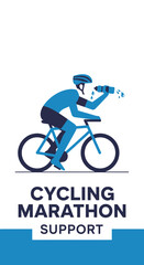 Naklejka premium Cyclist Rehydrating During Marathon: A Vector Illustration of Sports Endurance and Support