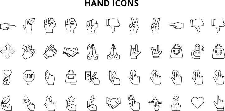 Hand icons in various gestures.