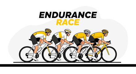Obraz premium Cyclists Compete In An Endurance Race, Illustrated Artwork, Energetic Sport Competition