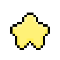 Fototapeta premium A charming pixelated yellow star illustration, meticulously crafted with a retro 8-bit aesthetic, perfect for game design elements, digital badges, or indicators of excellence and favoriting status