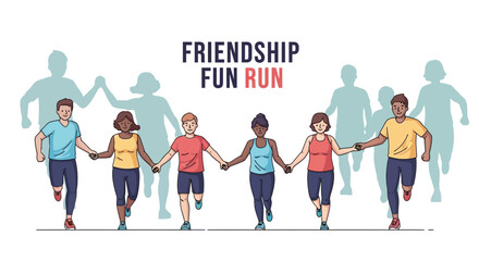 Obraz premium Diverse Group Celebrates Friendship Through Fun Run Event Together