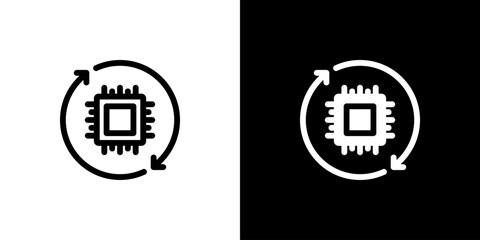 Fototapeta premium AI Processing Loop icon concept with flat Black White Background. Vector illustration.