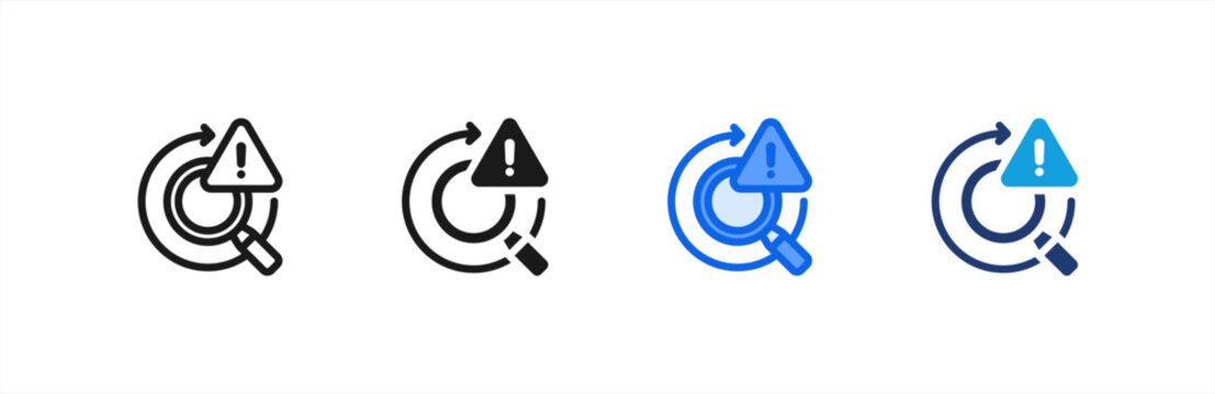 Incident Diagnosis Analysis icon multiple style collection. Vector illustration.