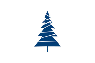 Fototapeta premium A cute blue Christmas tree made of paper is placed on a transparent background.