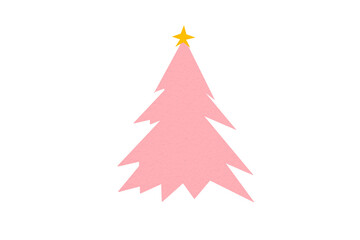 Fototapeta premium A cute pink Christmas tree made of paper is placed on a transparent background.